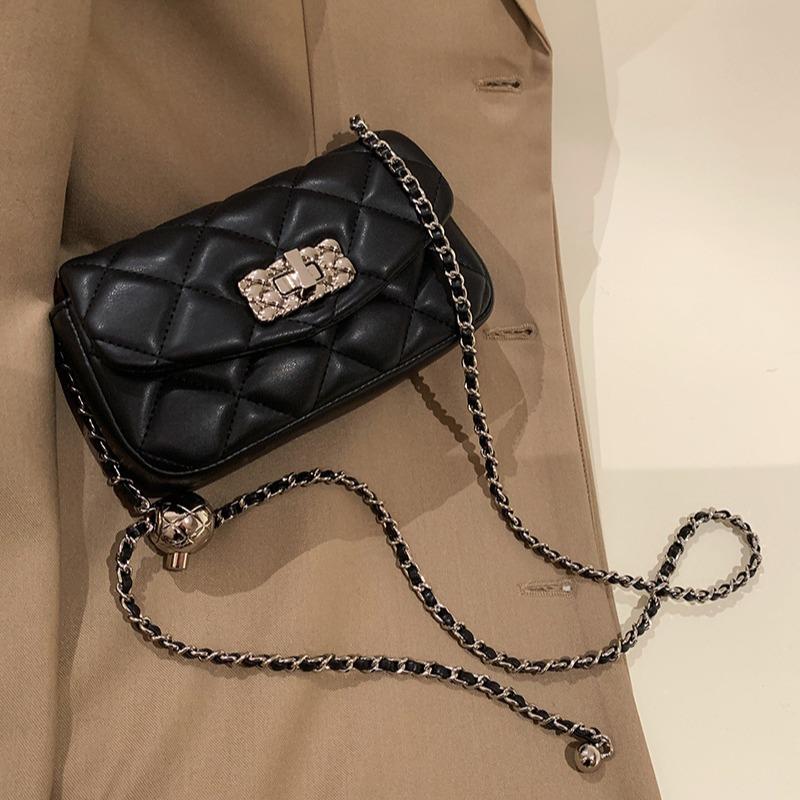 Women's Bag, Diamond-shaped Small Golden Ball Chain Bag, Small Square Bag, Fashionable and Versatile, Single-shoulder Crossbody Bag
