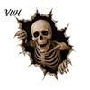 DIY Halloween Props 3D Break-in Wall Sticker, Realistic Haunted House Decal, Removable Creepy Doorway Decorations PVC Mural for Living Room
