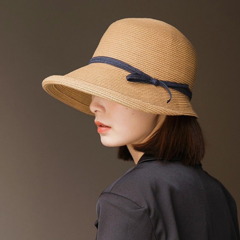 Big eaves hat women's summer small fresh versatile sun hat sun protection sun hat foldable braided hat women