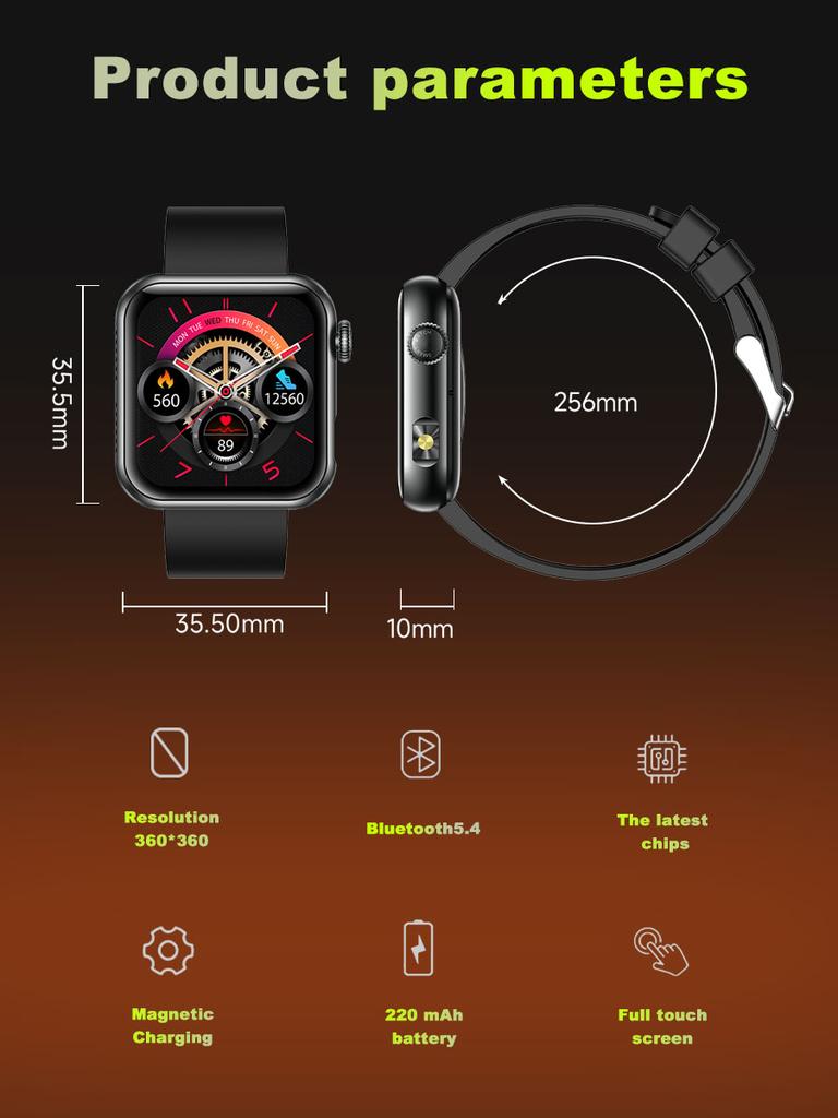 SACOSDING Bluetooth Call Smart Watch 1.72" HD Screen AI Voice Micro Gheck IP68 Waterproof BP Oxygen Heart Rate Smartwatch