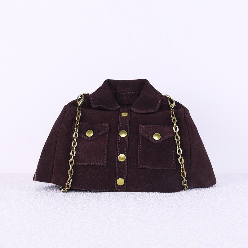 Frosted cowhide niche personalized design small bag women s bag shirt bag leather chain shoulder messenger bag кофейный