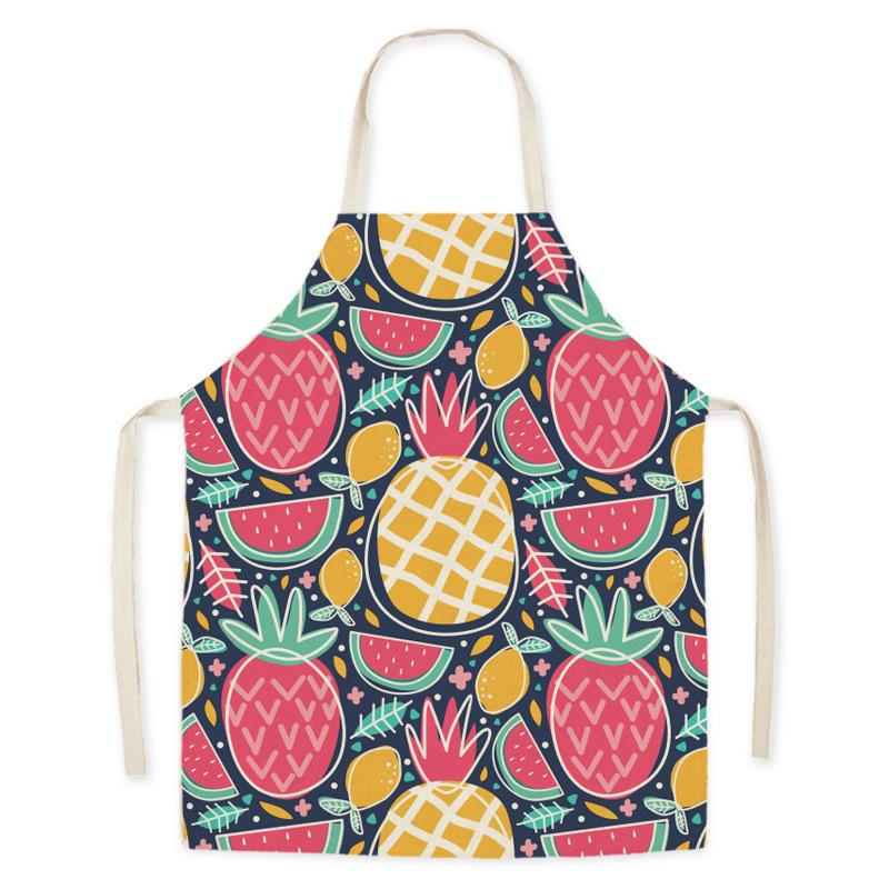 Kitchen Linen Apron Summer Orange Lemon Print Fruit Pattern Parent-child Sleeveless Apron Kitchen Cooking Home Cleaning Apron