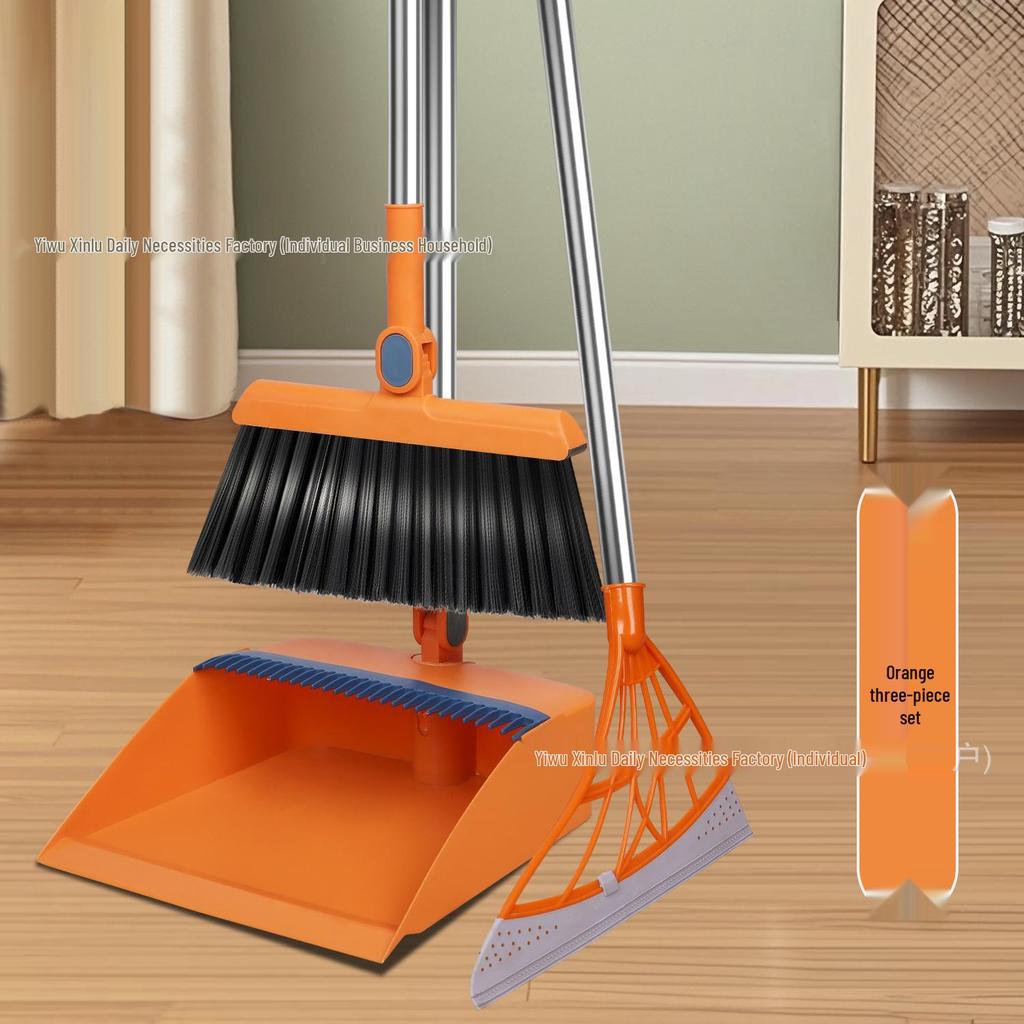 Drehender Besen und Kehrschaufel-Set mit weichen, nicht haftenden Borsten für einfache Haushaltsreinigung
