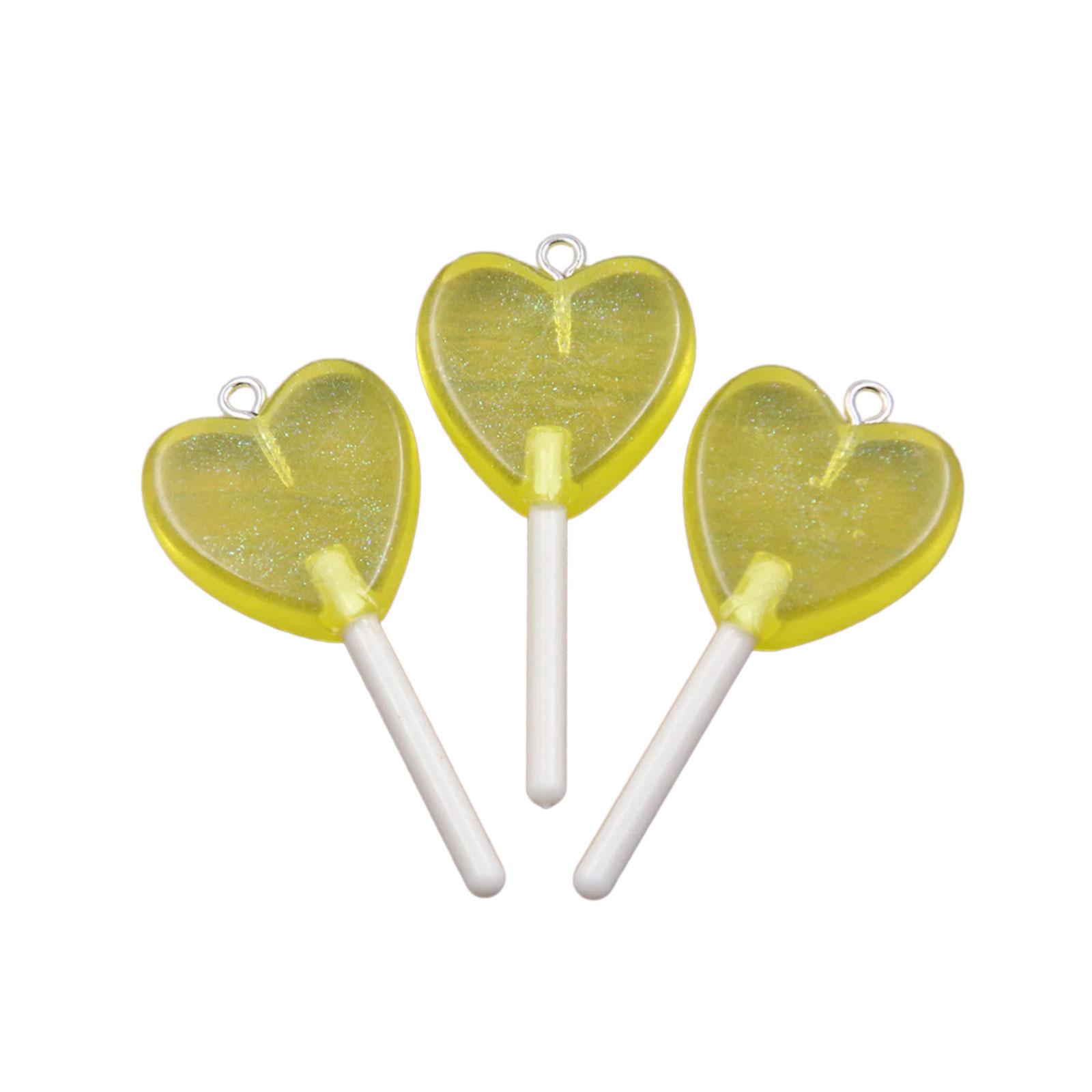 

3 Pieces Unique Star Heart Circle Lollipop Pendant With Sturdy Resin Materials Coating for Everyday Casual Wear B жовтий