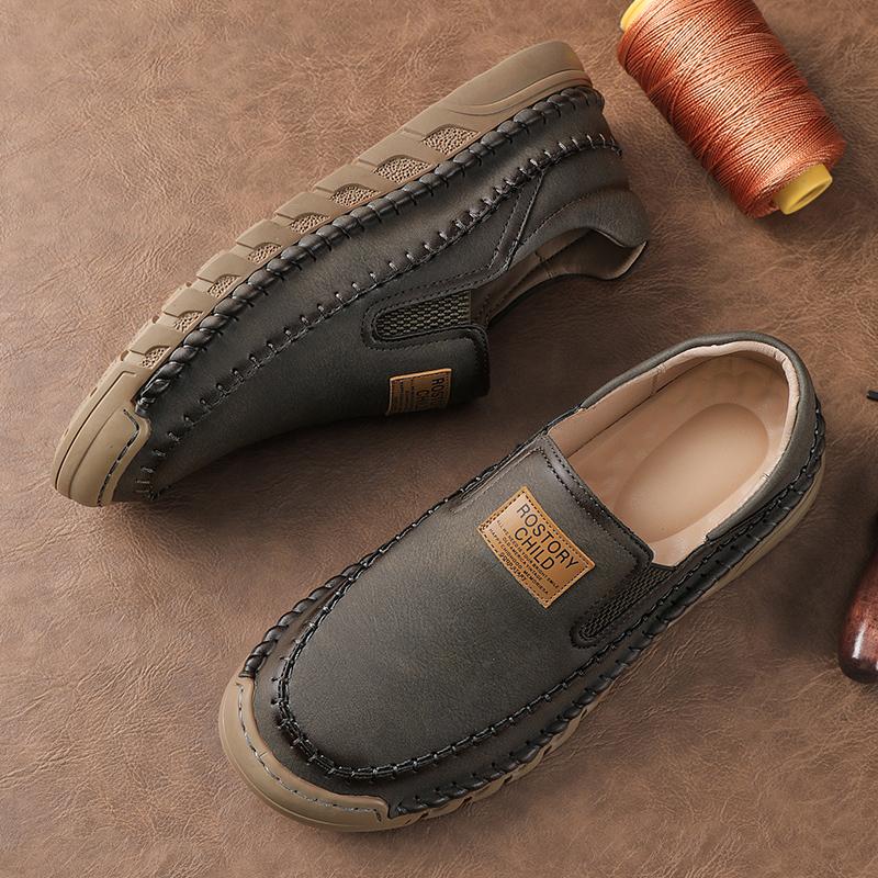 38-46 Men's Handmade Leather Shoes Casual Loafers Slip On Leather Flats Outdoor Walking Shoes