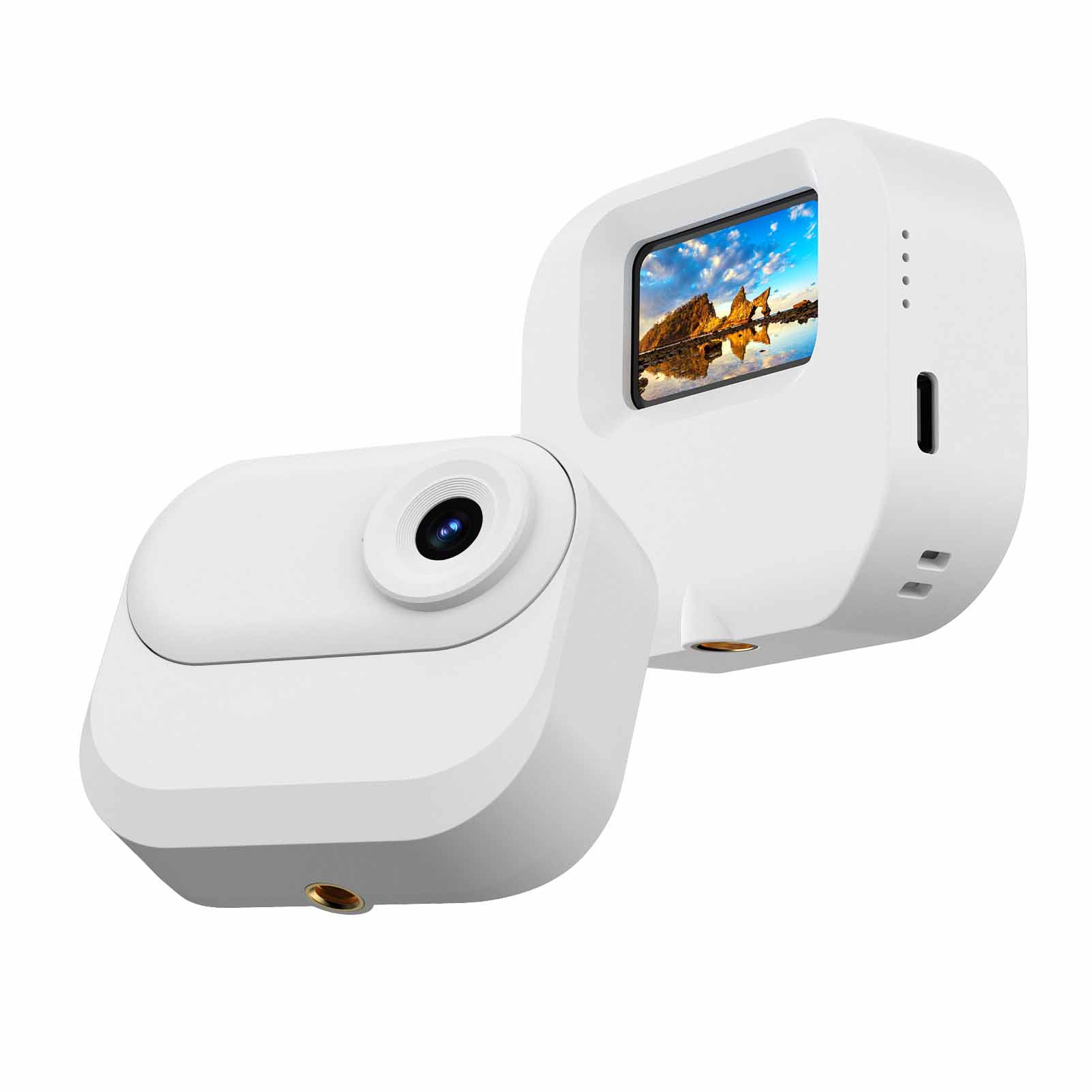 

1080P Mini Sports Camera Tiny Action Camera with 1.47 Inch IPS Screen 130 degrees Wide Angle Lens with Battery білий