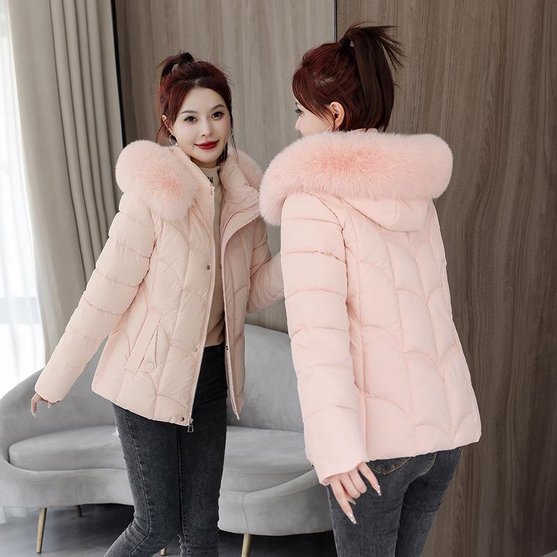Down Cotton Jacket Women's Short 2026 New Winter Korean Version Loose Thickened Fur Collar Cotton Jacket