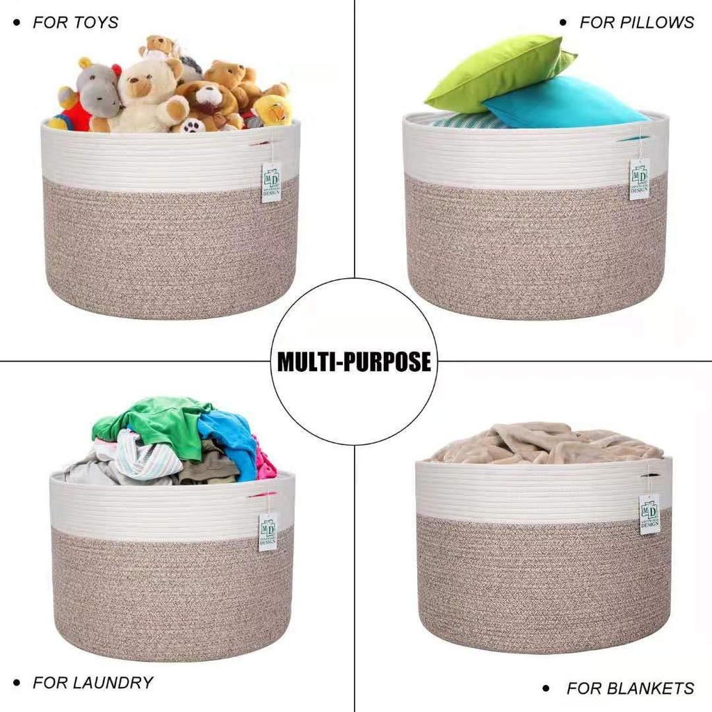 Cotton Rope Woven Basket - Foldable Wardrobe & Shelf Storage for Sundries