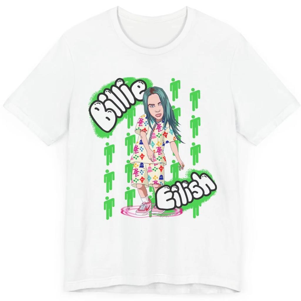 Billie Eilish Creativity Tour Graphics 100Cotton Shirt Unisex Y2k Hiphop 2026 Summer Mens Oneck Short Sleeve Tshirt Fan Gift