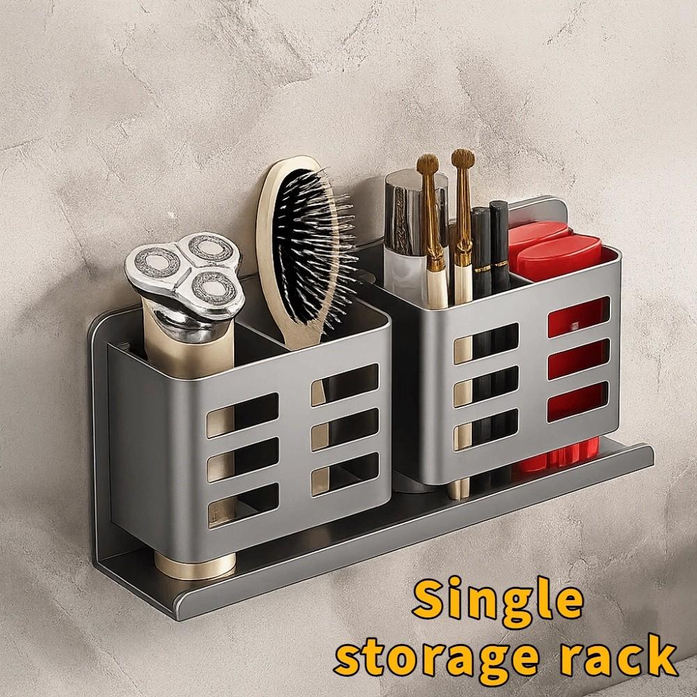 

Wall Mounted Toothbrush Holder Stable Ventilation Bathroom Storage Rack No-drill Rust Prevention Shaver Storage Rack сірий