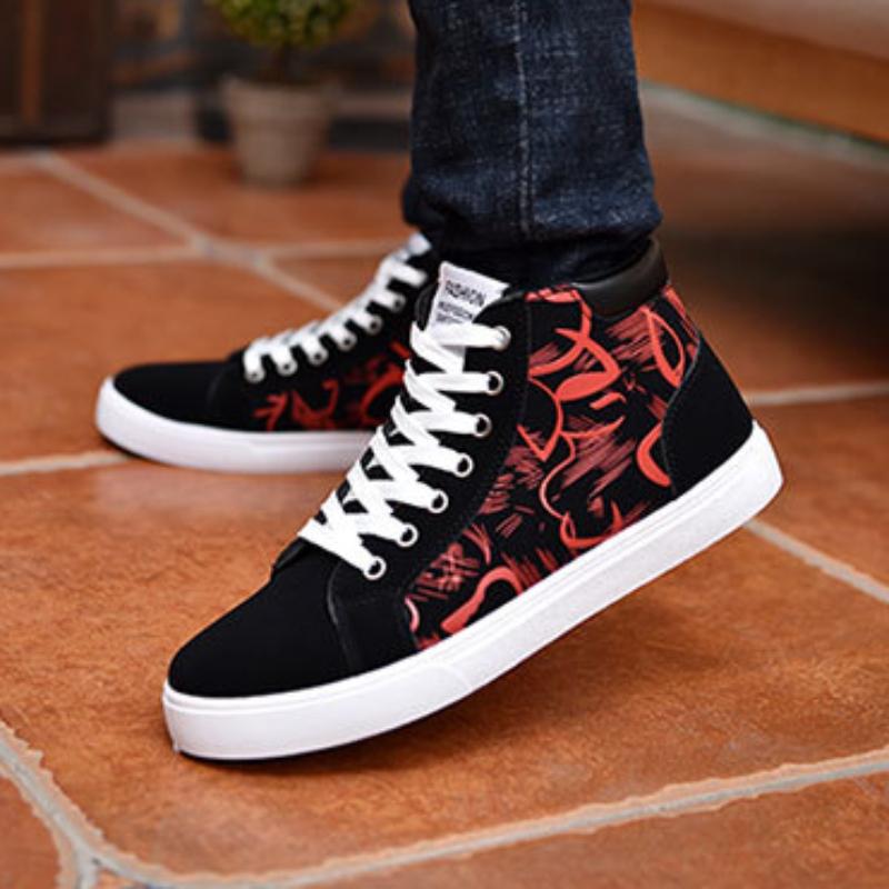 High Top Canvas Shoes Fashionable Lightweight Ankle Boots Spring Platform Sneakers for Men New Lace-up Casual Shoes for Men