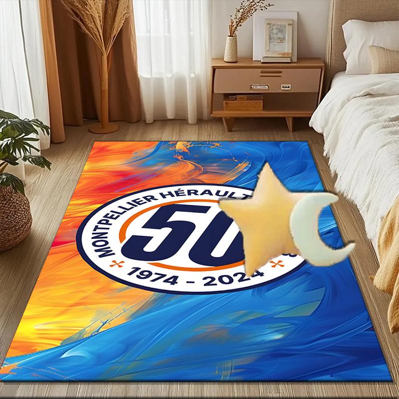 Montpellier Sc Crest Rug for Living Room, Game Rooms, Office, Bedroom, Office Floor Mat Playful Design, fan gifts Christmas decor