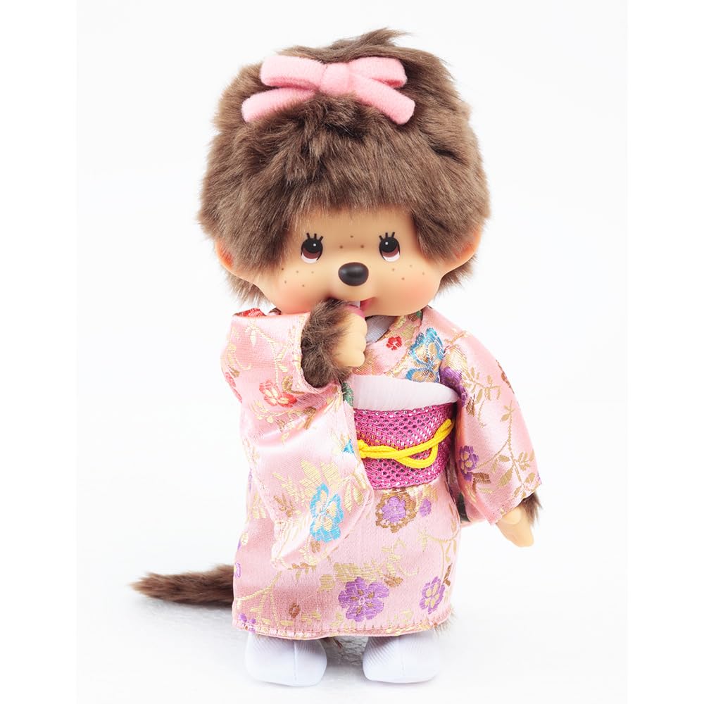 Kyugetsu Official Original Monchhichi In Kimono, Girl, Pink IPM-17-Z