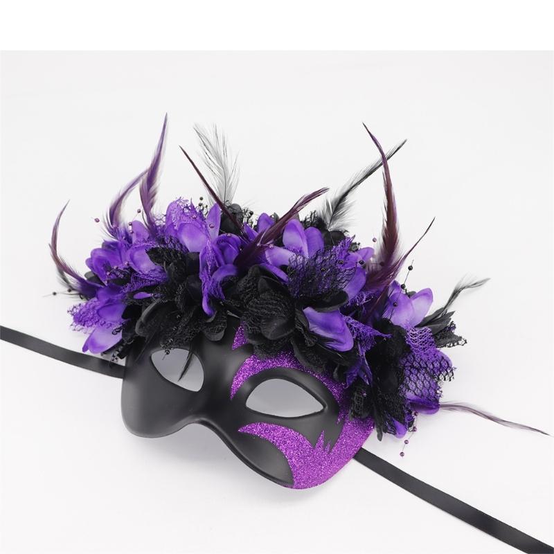 Feathered Masquerade Mask Halloween Party Eye Mask Half Face Mask for Women Cosplay Masquerade Decoration Eyewears