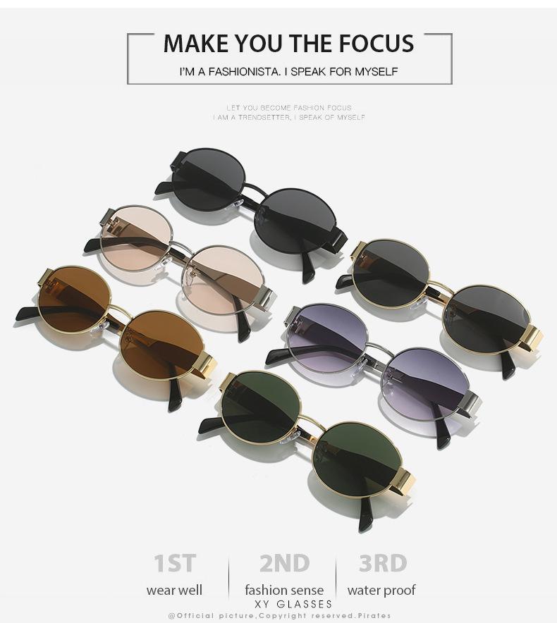 2024 Oval Metal Sunglasses: Trendy Small Round Lens for Men & Women