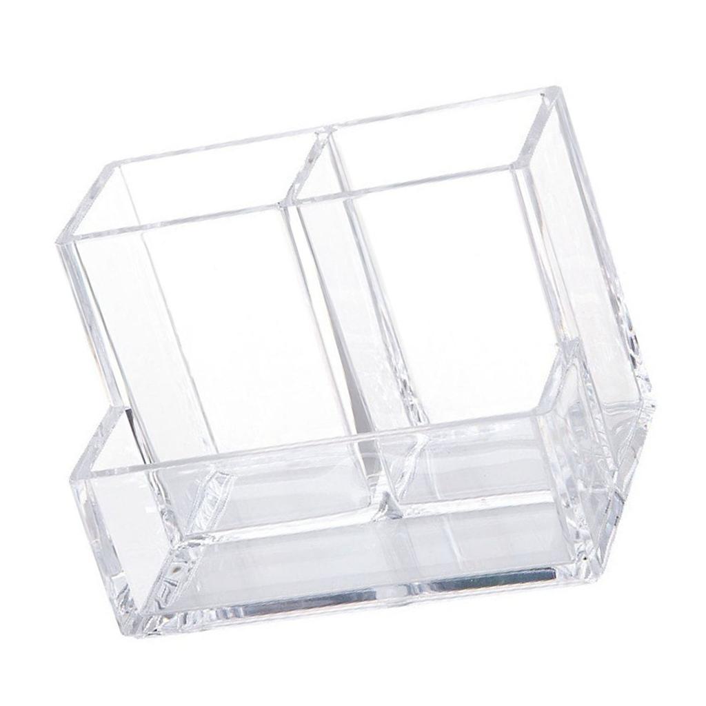 Transparent Acrylic Pen Holder 3 Compartment Large Capacity Students Desktop Storage Organizer for S