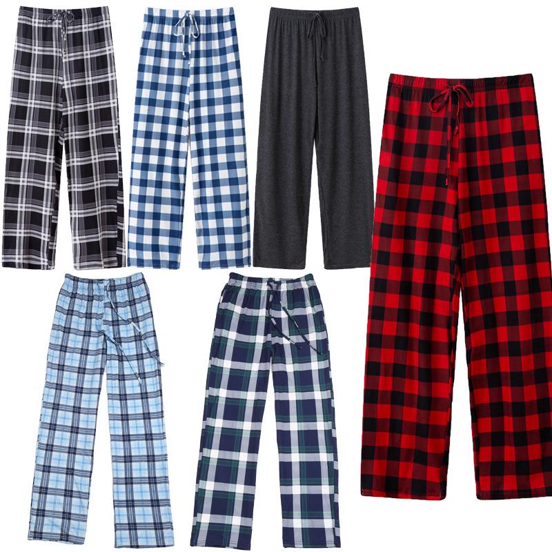 European and American Women's Plaid Print Casual Sleep Pants - Drawstring Loose Fit