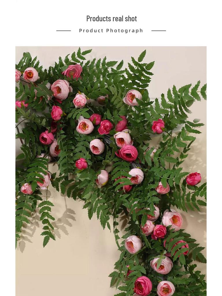 Rose Vine Artificial Flower Decor for Air Conditioner Pipes or Balcony Railings