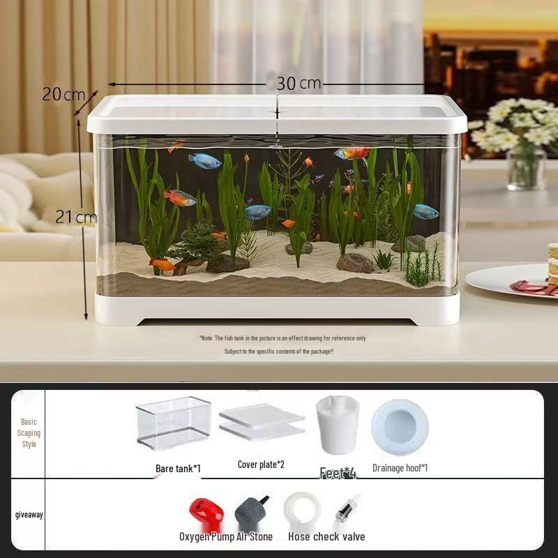 2025 Eco-Friendly Acrylic Fish & Turtle Tank with Drainage and Lid for Living Room