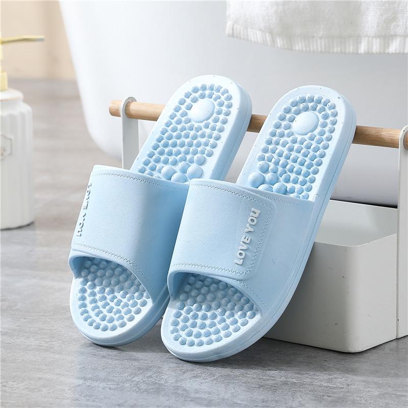 Slippers women's summer indoor home bathroom soft bottom slip-resistant couple men's foot acupressure cool slippers wholesale