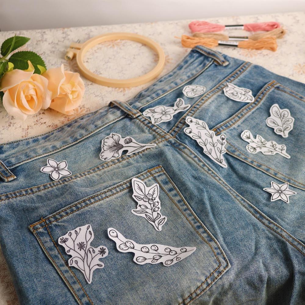 Water Soluble Flower Embroidery Patternser Embroidery Sewing Fabric  For Hand Sewing Lover Beginner