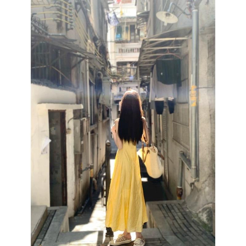 Small suspender dress women's summer new waist temperament long dress seaside vacation dress