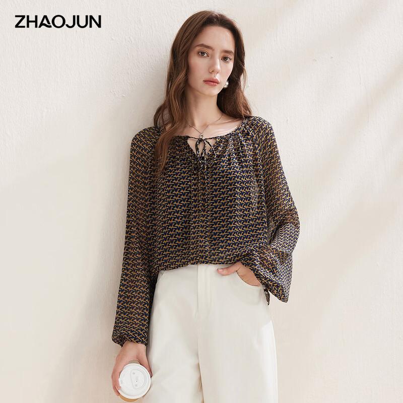 Zhaojun 2026 S/S Loose-Fit Mulberry Silk Long-Sleeve Blouse L