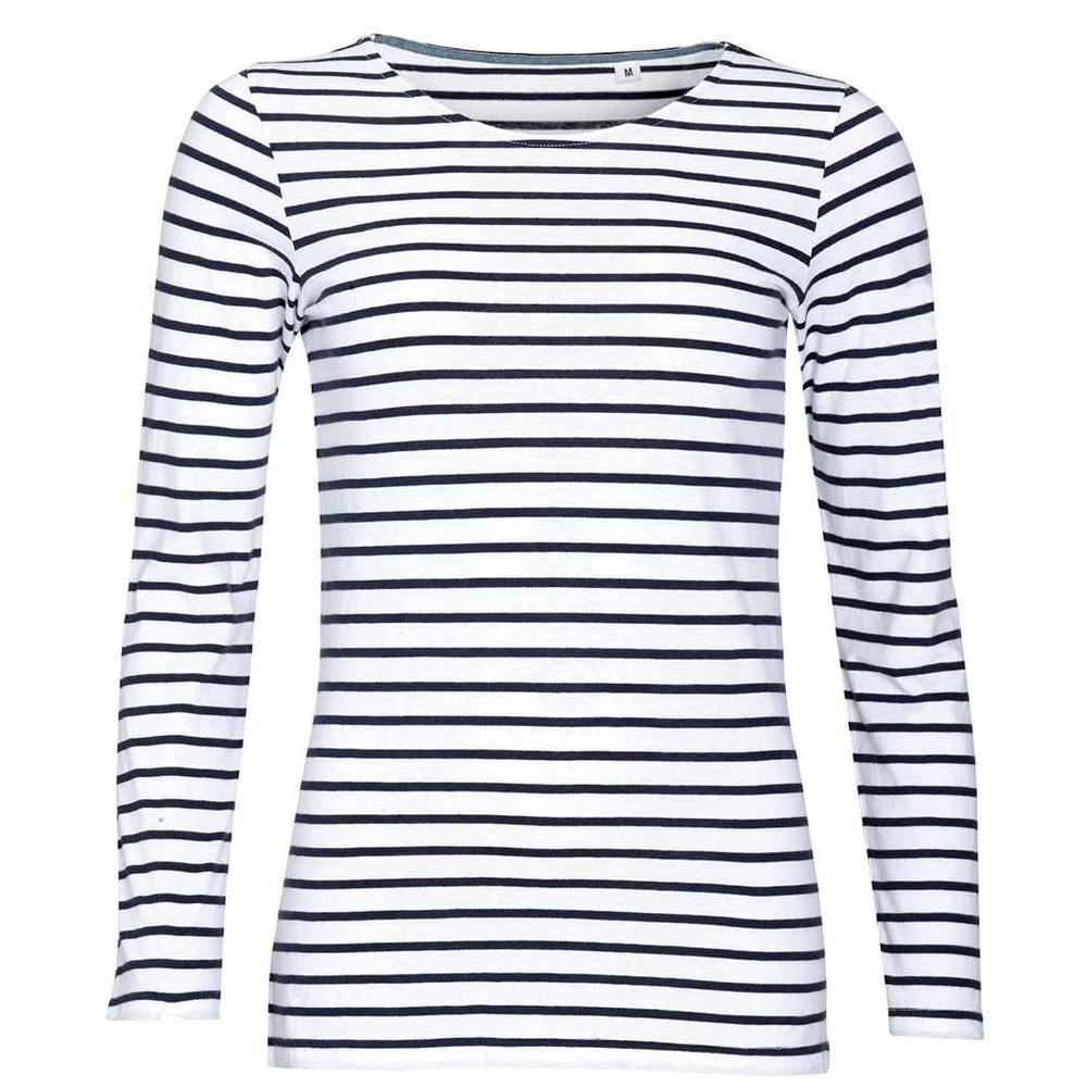 SOLS Womens/Ladies Marine Striped Long-Sleeved T-Shirt