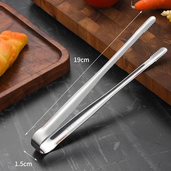 

1Pc 304 Stainless Steel Barbecue Clip Grill Tongs Meat Cooking Utensils BBQ Baking Silver Kitchen Accessories Camping Supplies