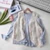 Real shot V-neck sleeveless hollowed-out knitted vest for women, spring new design crochet top trendy