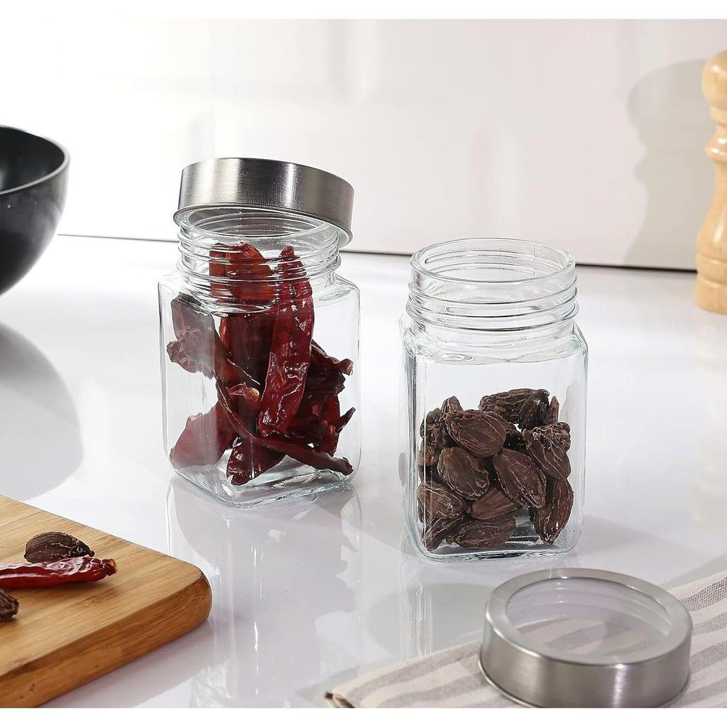 Mångsidiga Glasburkar med Genomskinliga Lock, Set om 2, Fyrkantiga (310 ml vardera),