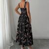 Women Sleeveless Square Neck Floral Print Maxi Dress Casual Loose Fit Long Sundress Lightweight Summer Wear
