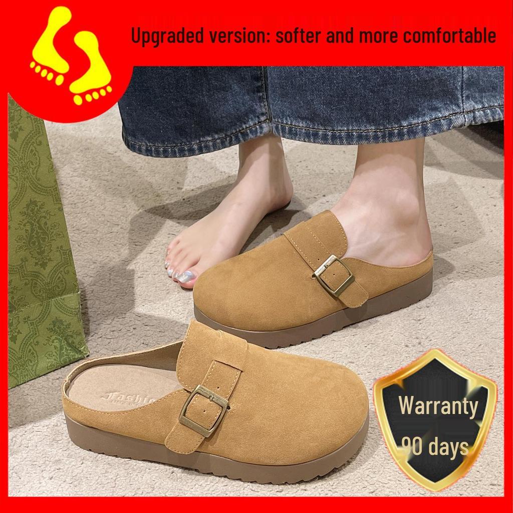 Dames 2025 Lente Retro Gesloten Teen Mule Pantoffels, Zacht & Antislip Dikke Zool Birkenstock-Stijl.