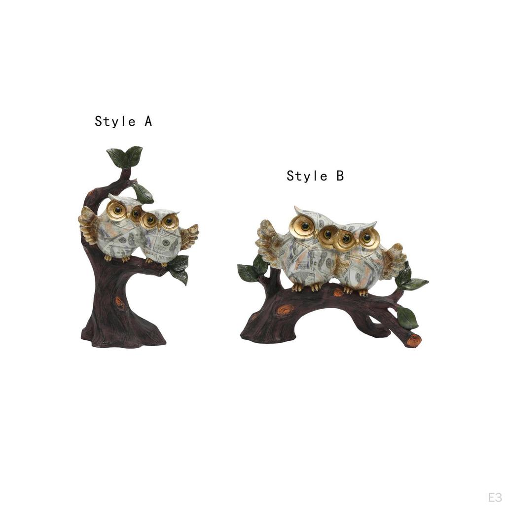 Owl Statue Decor Desk Decoration Ornament Collectible Sculpture Figurine for Living Room Bookshelf