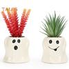 Ghost Planter Ceramic Cute Ghost Flowerpot Halloween Ghost Pot with Funny Expressions Gift for Succulent Lovers
