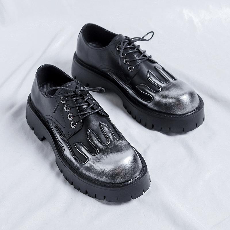 Height-increasing men's shoes big head and thick sole 2025 new British dress trend men's leather shoes 2025 direct sales 9520-R