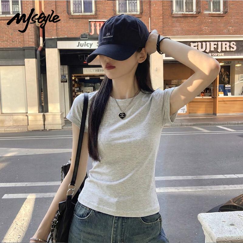 MJ STYLE Women s Slim Fit Round Neck Short Sleeve T-shirt XL