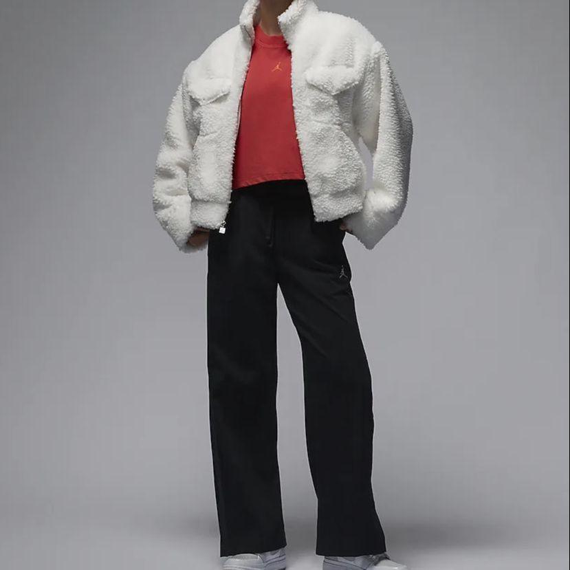 Jordan Solid Color Stand Collar Casual Jacket Women Jacket White FD7169-133