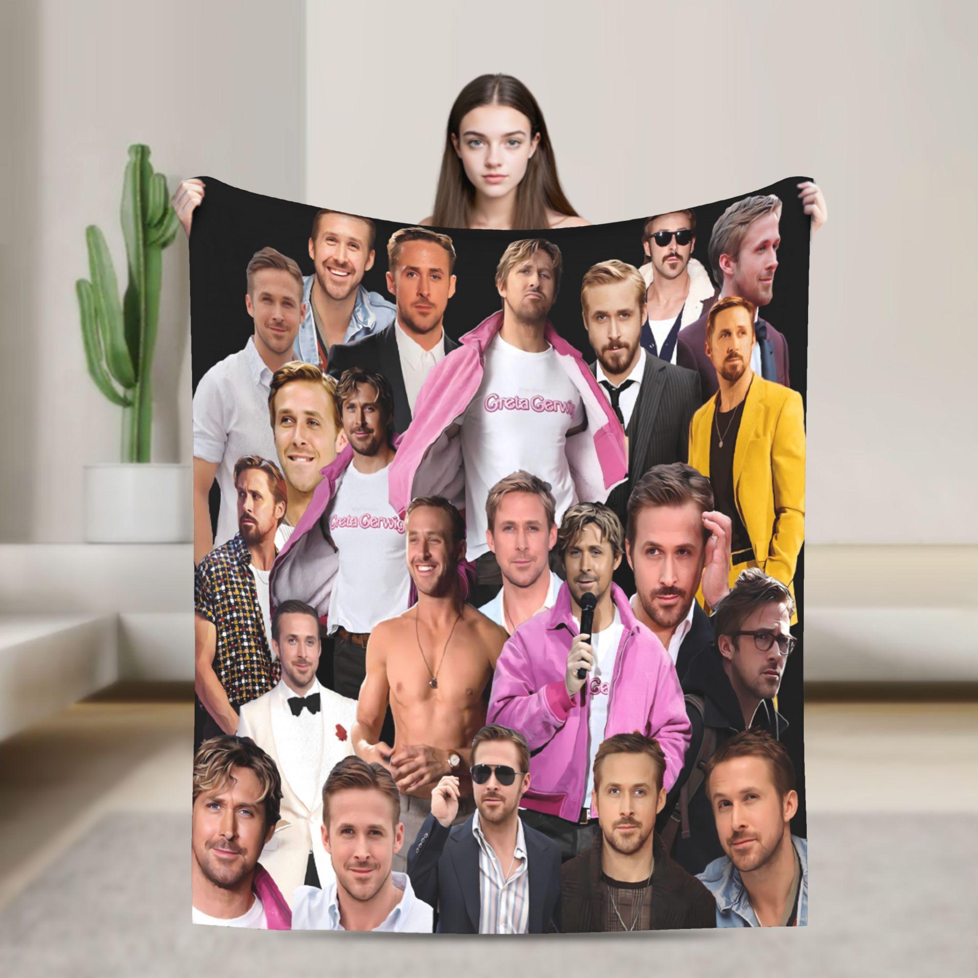 Jessica Chen Unisex Barbenheimer Film Ryan Gosling Actor Photo Warm Soft Blanket Plush Throw Blanket Home Decor Flannel Bedspread Sofa Bed Cover