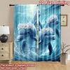 2D Flat Printing 2pcs Curtains Dolphins Playing In Ocean Waves Digital Printed Polyester Drapes All Season Party & Holiday Decor