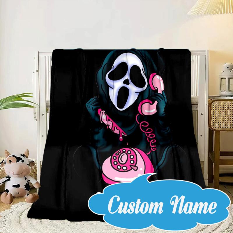Custom Name Horror Movie Characters  Blanket bed sofa Blanket Flannel Blanket for Camping, Hiking, Picnic Essentials,gift for Fan family