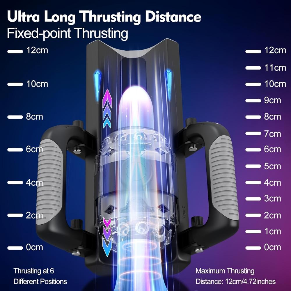 Dual Handles Automatic Telescopic Vagina Masturbation Cup with Phone Holder Stroker Control Adult Sex Machine Penis Cup for Men
