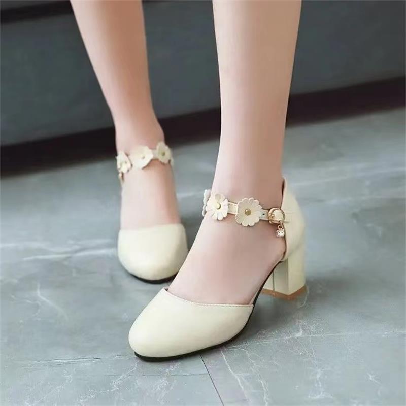 Shoes for Women Summer Elegant Round Toe High Heel Wedding Party Evening PU Leather Casual Comfortable Sandalias De Mujer