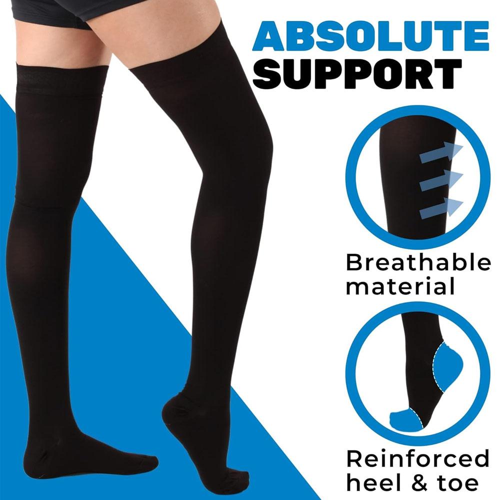 2pcs Size (2XL-7XL) High-Calf Compression Socks with Thigh Coverage - 20-30mmHg Pressure for Varicose,, Post-Surgery