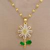 Classic Green Leaf Flower Necklace and Earrings Set Light Luxury Sunflower Personalized Banquet Stainless Steel Jewelry