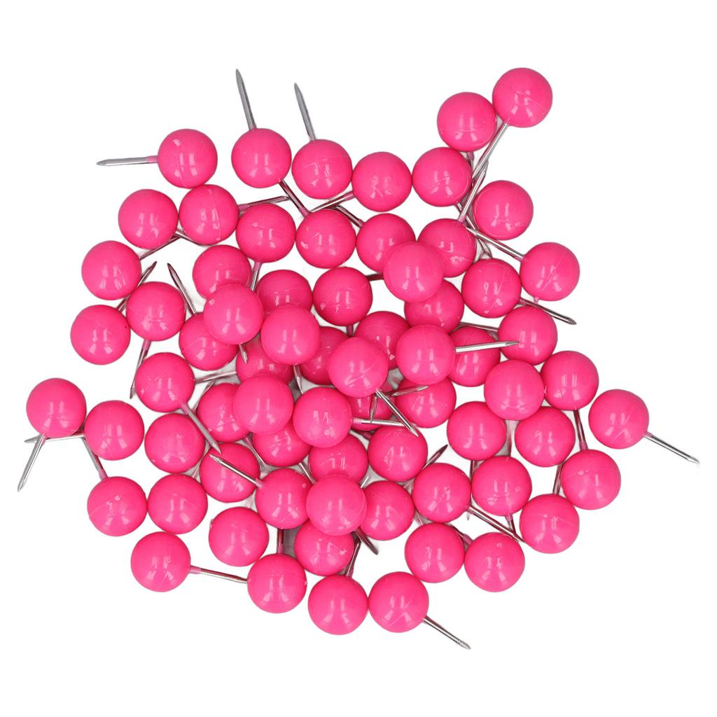 100Pcs Push Pins Map Tacks Steel Plastic Decorative Marking Pins for Cork Boards 9.5x20mm Rose Red