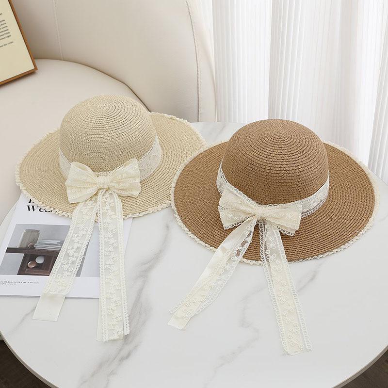 New Sweet Big Bow Sunshade Straw Hat Women's Fashion Temperament Big Brim Sun Hat Outdoor Travel Sun Hat