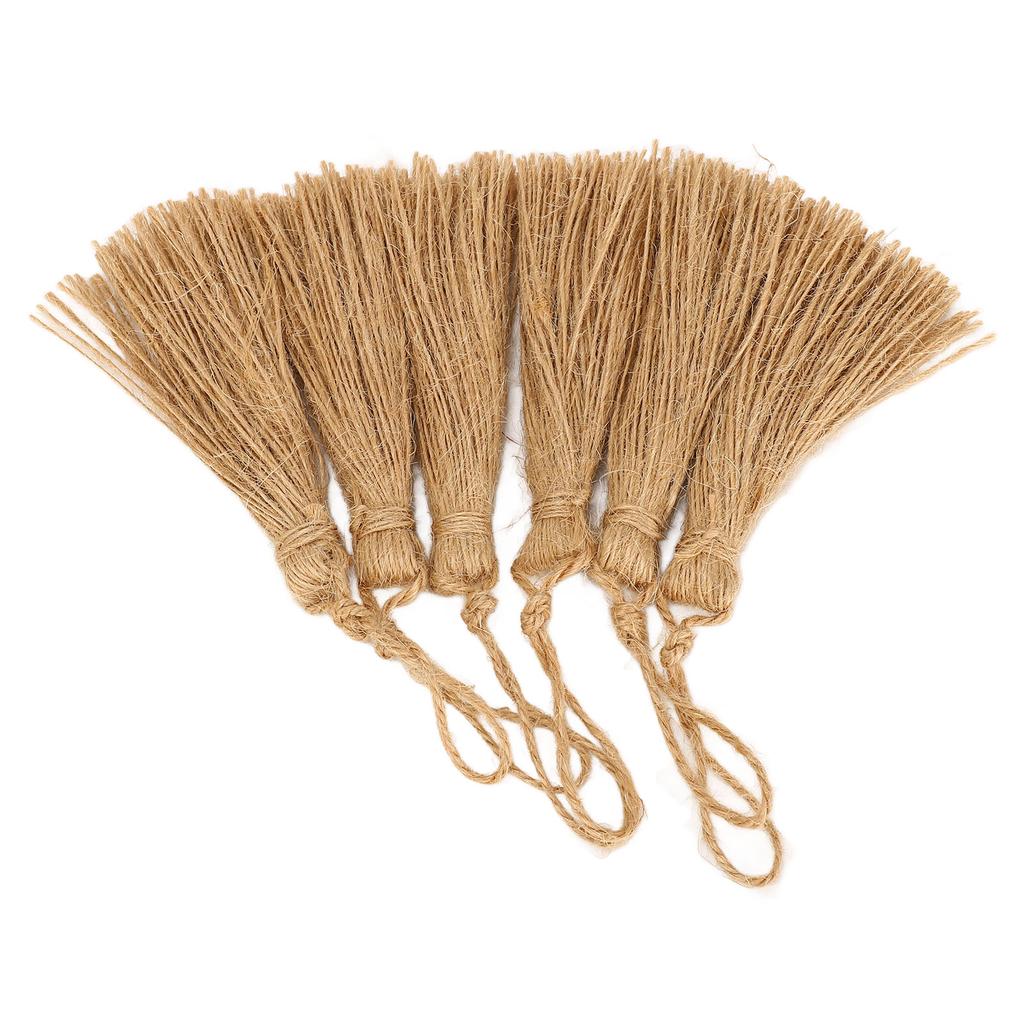 6Pcs Natural Jute Tassels Simple Rustic Style Natural Jute Widely Used Bookmark Tassels for Jewelry