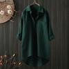 2026 Lente en Herfst Nieuw Dames Casual Stijl Effen Kleur Shirt Katoen Linnen Vest met Dubbele Zakken Lange Mouw Top