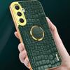 For Samsung Galaxy S24 FE Case Finger Ring Kickstand TPU+Leather 6D Electroplating Phone Cover